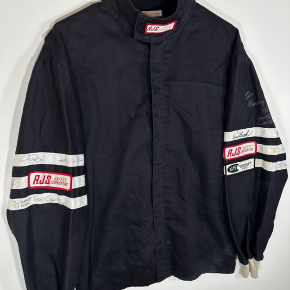 Vintage RJS Racing Equipment Mens Black Jacket Zip-Up Embroidered Signed 1990s - Picture 4 of 14